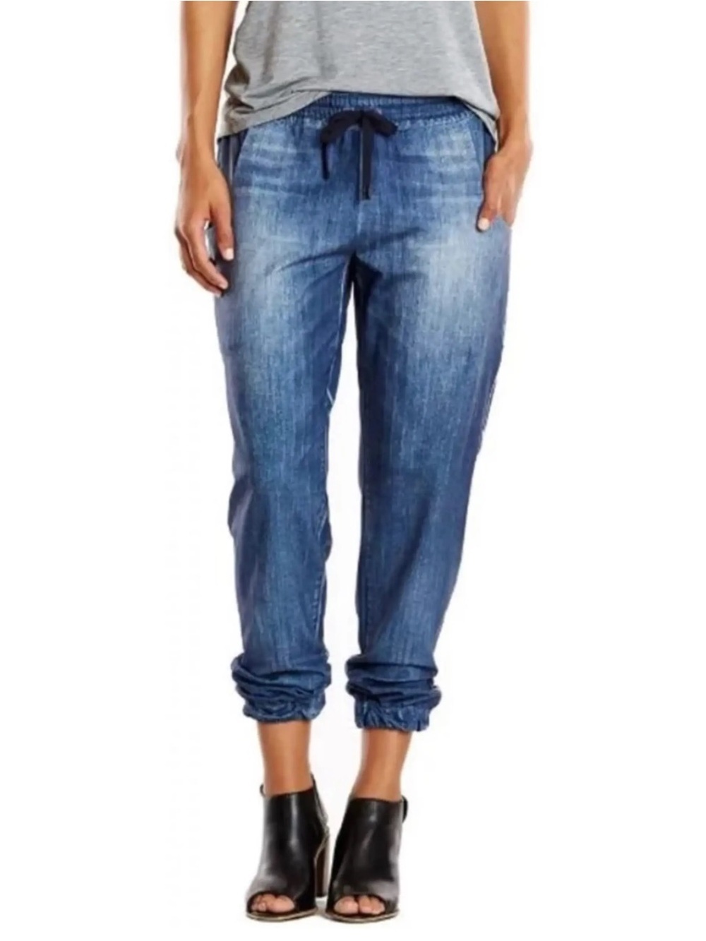 LUCY Do Everything Faux Denim Jogger Capri Pants Athleisure size small